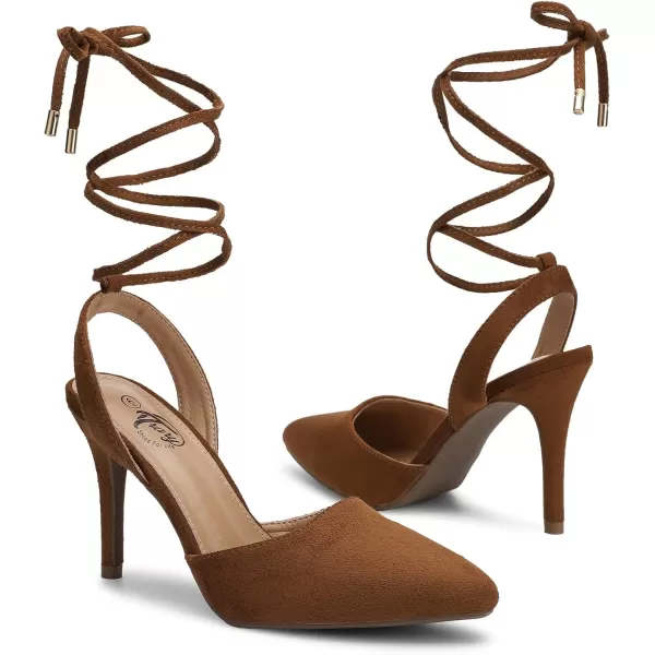 Trary Women's D'Orsay Pumps in 3.5 Dress Shoes Suede Pointed Toe Lace up Stiletto High Heels