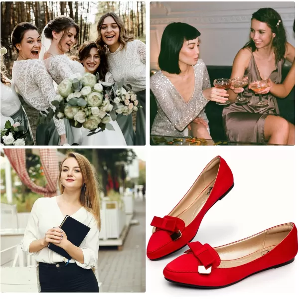Trary Women’s Loafer Flats Shoes Slip On Comfortable Office Walking Driving Dress Wedding Shoes Pointed Toe with Bow