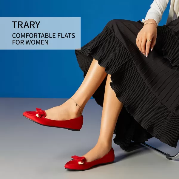 Trary Women’s Loafer Flats Shoes Slip On Comfortable Office Walking Driving Dress Wedding Shoes Pointed Toe with Bow