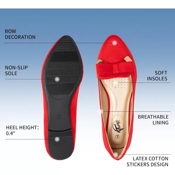 Trary Women’s Loafer Flats Shoes Slip On Comfortable Office Walking Driving Dress Wedding Shoes Pointed Toe with Bow