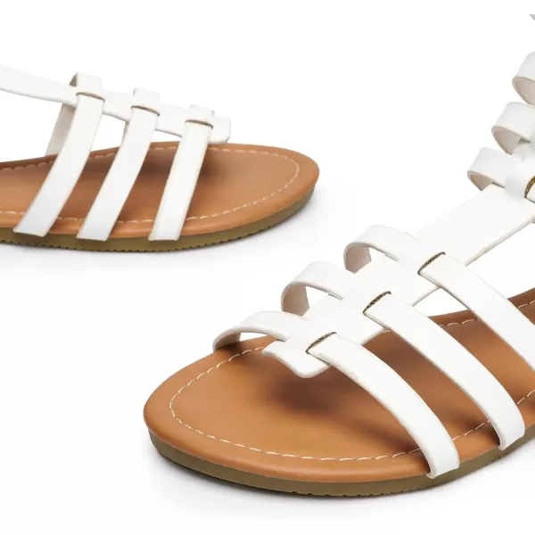 Trary Women's Sandal, Comfortable Gladiator Sandals Ankle Strap Flats Sandalias Para Mujer Beach Sandals Wide Width Open Toe Cross Strappy Sandals for Women Dressy Summer