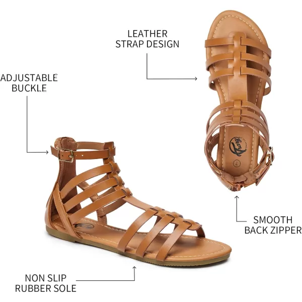 Trary Women's Sandal, Comfortable Gladiator Sandals Ankle Strap Flats Sandalias Para Mujer Beach Sandals Wide Width Open Toe Cross Strappy Sandals for Women Dressy Summer