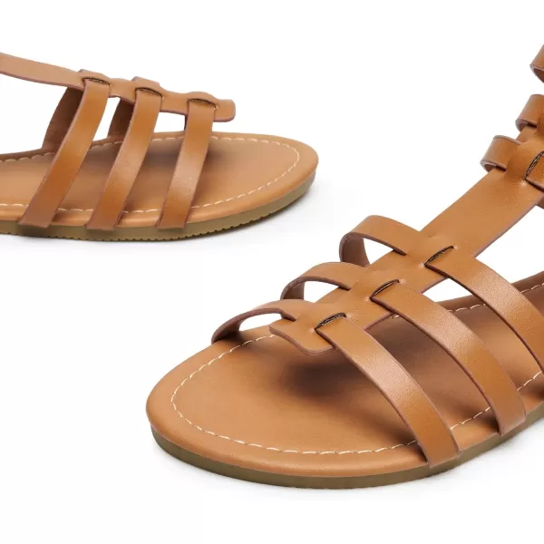 Trary Women's Sandal, Comfortable Gladiator Sandals Ankle Strap Flats Sandalias Para Mujer Beach Sandals Wide Width Open Toe Cross Strappy Sandals for Women Dressy Summer