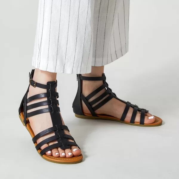 Trary Women's Sandal, Comfortable Gladiator Sandals Ankle Strap Flats Sandalias Para Mujer Beach Sandals Wide Width Open Toe Cross Strappy Sandals for Women Dressy Summer