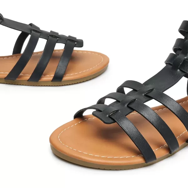 Trary Women's Sandal, Comfortable Gladiator Sandals Ankle Strap Flats Sandalias Para Mujer Beach Sandals Wide Width Open Toe Cross Strappy Sandals for Women Dressy Summer