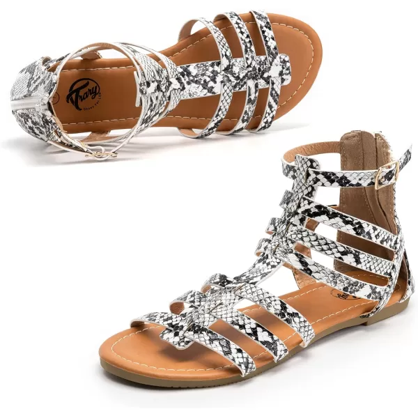 Trary Women's Sandal, Comfortable Gladiator Sandals Ankle Strap Flats Sandalias Para Mujer Beach Sandals Wide Width Open Toe Cross Strappy Sandals for Women Dressy Summer