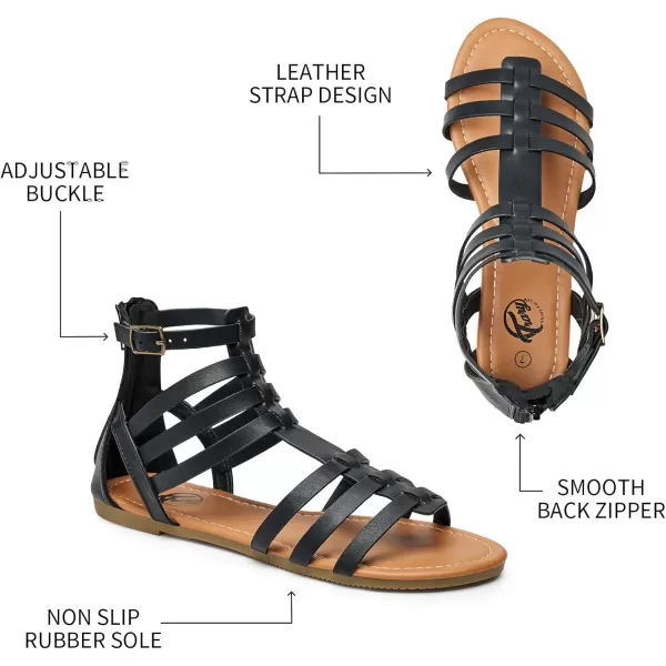 Trary Women's Sandal, Comfortable Gladiator Sandals Ankle Strap Flats Sandalias Para Mujer Beach Sandals Wide Width Open Toe Cross Strappy Sandals for Women Dressy Summer