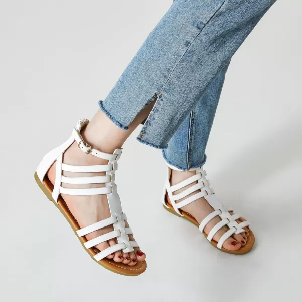 Trary Women's Sandal, Comfortable Gladiator Sandals Ankle Strap Flats Sandalias Para Mujer Beach Sandals Wide Width Open Toe Cross Strappy Sandals for Women Dressy Summer