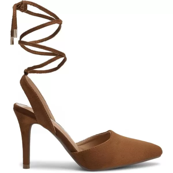 Trary Women's D'Orsay Pumps in 3.5 Dress Shoes Suede Pointed Toe Lace up Stiletto High Heels