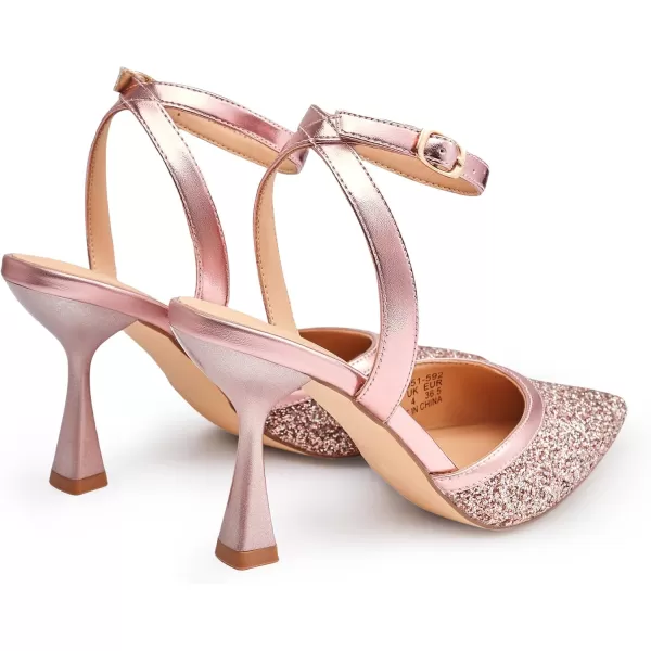 Trary Heels Women Pumps Closed Toe Ankle Strap Pointed Toe Heeled Sandals for Women Stiletto Wedding Dress Shoes