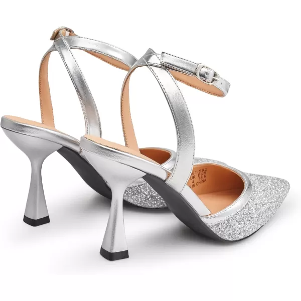 Trary Heels Women Pumps Closed Toe Ankle Strap Pointed Toe Heeled Sandals for Women Stiletto Wedding Dress Shoes