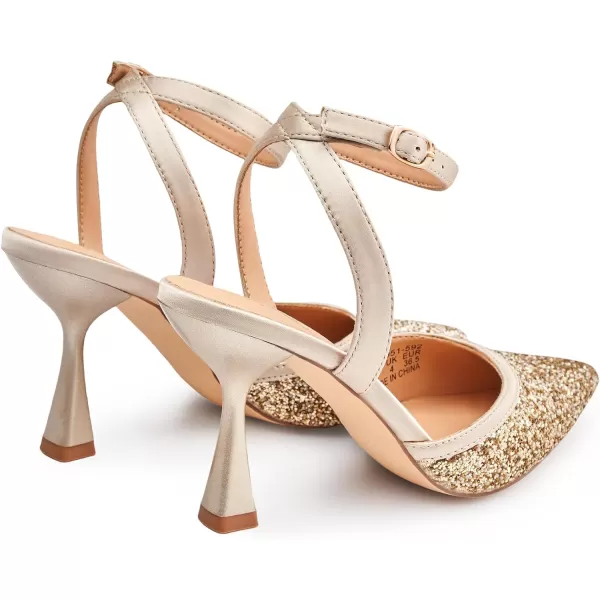Trary Heels Women Pumps Closed Toe Ankle Strap Pointed Toe Heeled Sandals for Women Stiletto Wedding Dress Shoes