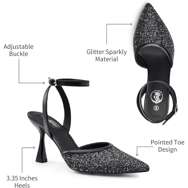 Trary Heels Women Pumps Closed Toe Ankle Strap Pointed Toe Heeled Sandals for Women Stiletto Wedding Dress Shoes