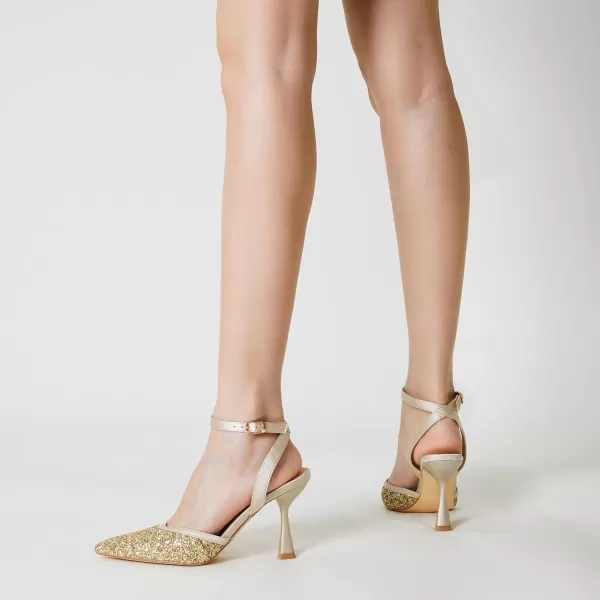 Trary Heels Women Pumps Closed Toe Ankle Strap Pointed Toe Heeled Sandals for Women Stiletto Wedding Dress Shoes