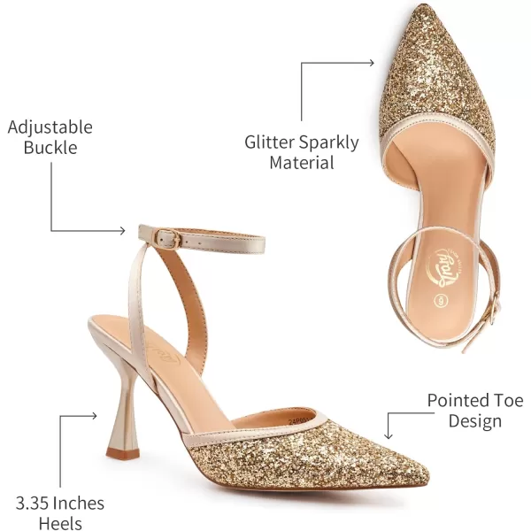 Trary Heels Women Pumps Closed Toe Ankle Strap Pointed Toe Heeled Sandals for Women Stiletto Wedding Dress Shoes