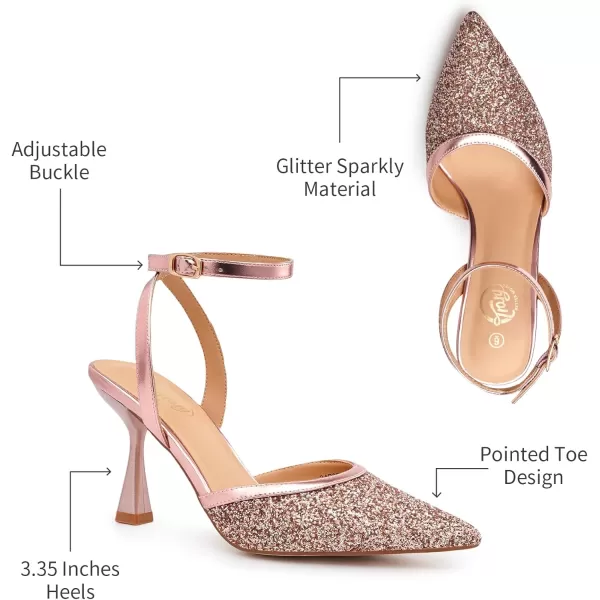 Trary Heels Women Pumps Closed Toe Ankle Strap Pointed Toe Heeled Sandals for Women Stiletto Wedding Dress Shoes