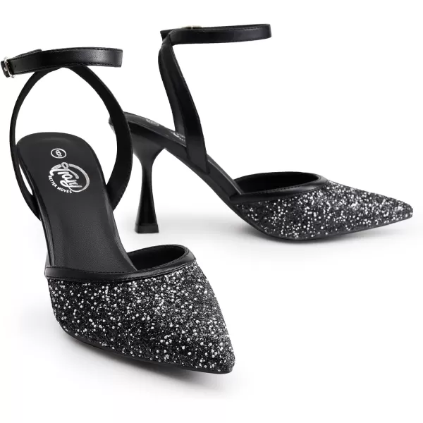 Trary Heels Women Pumps Closed Toe Ankle Strap Pointed Toe Heeled Sandals for Women Stiletto Wedding Dress Shoes