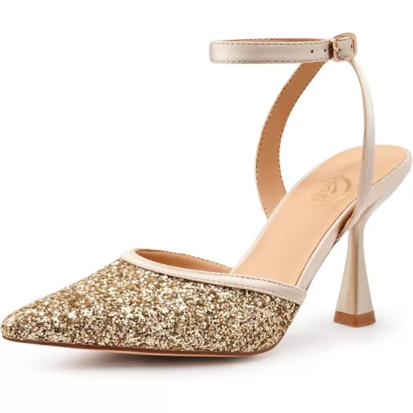 Trary Heels Women Pumps Closed Toe Ankle Strap Pointed Toe Heeled Sandals for Women Stiletto Wedding Dress Shoes