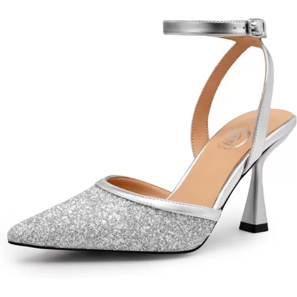 Trary Heels Women Pumps Closed Toe Ankle Strap Pointed Toe Heeled Sandals for Women Stiletto Wedding Dress Shoes
