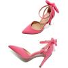 imageTrary Heels for Women Closed Pointed Toe Heels Womens Pumps Stiletto High Heels with Bow Knot Comfortable Ankle Strap Office Party Wedding Dress Shoes 374quot HeelsSuede Hot Pink
