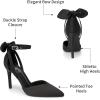 imageTrary Heels for Women Closed Pointed Toe Heels Womens Pumps Stiletto High Heels with Bow Knot Comfortable Ankle Strap Office Party Wedding Dress Shoes 374quot HeelsBlack
