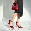 imageTrary Heels for Women Closed Pointed Toe Heels Womens Pumps Stiletto High Heels with Bow Knot Comfortable Ankle Strap Office Party Wedding Dress Shoes 374quot HeelsWine Red