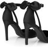 imageTrary Heels for Women Closed Pointed Toe Heels Womens Pumps Stiletto High Heels with Bow Knot Comfortable Ankle Strap Office Party Wedding Dress Shoes 374quot HeelsBlack