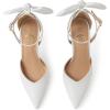 imageTrary Heels for Women Closed Pointed Toe Heels Womens Pumps Stiletto High Heels with Bow Knot Comfortable Ankle Strap Office Party Wedding Dress Shoes 374quot HeelsPu White
