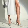 imageTrary Heels for Women Closed Pointed Toe Heels Womens Pumps Stiletto High Heels with Bow Knot Comfortable Ankle Strap Office Party Wedding Dress Shoes 374quot HeelsSilky Silver