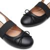 imageTrary Mary Jane Shoes Women Ballet Flats Bow Flats Shoes Slingback DressyPu Black