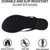 imageTrary Round Toe Memory Foam Sandals for Women Vegan Leather NonSlip Beach Pool Travel Flip Flops Comfortable Summer Casual Shoes with 5mm CushionBlack