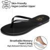 imageTrary Round Toe Memory Foam Sandals for Women Vegan Leather NonSlip Beach Pool Travel Flip Flops Comfortable Summer Casual Shoes with 5mm CushionBlack