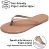 imageTrary Round Toe Memory Foam Sandals for Women Vegan Leather NonSlip Beach Pool Travel Flip Flops Comfortable Summer Casual Shoes with 5mm CushionBrown