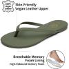 imageTrary Round Toe Memory Foam Sandals for Women Vegan Leather NonSlip Beach Pool Travel Flip Flops Comfortable Summer Casual Shoes with 5mm CushionGreen