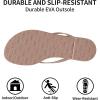 imageTrary Round Toe Memory Foam Sandals for Women Vegan Leather NonSlip Beach Pool Travel Flip Flops Comfortable Summer Casual Shoes with 5mm CushionNude