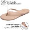 imageTrary Round Toe Memory Foam Sandals for Women Vegan Leather NonSlip Beach Pool Travel Flip Flops Comfortable Summer Casual Shoes with 5mm CushionNude