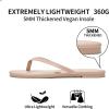 imageTrary Round Toe Memory Foam Sandals for Women Vegan Leather NonSlip Beach Pool Travel Flip Flops Comfortable Summer Casual Shoes with 5mm CushionNude