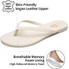 imageTrary Round Toe Memory Foam Sandals for Women Vegan Leather NonSlip Beach Pool Travel Flip Flops Comfortable Summer Casual Shoes with 5mm CushionOffwhite