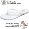 imageTrary Round Toe Memory Foam Sandals for Women Vegan Leather NonSlip Beach Pool Travel Flip Flops Comfortable Summer Casual Shoes with 5mm CushionWhite