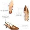 imageTrary Slingback Kitten Heels for WomenPointed Toe Closed Toe PumpsSexy Shoes Women for WeddingPatent Brown