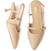 imageTrary Slingback Kitten Heels for WomenPointed Toe Closed Toe PumpsSexy Shoes Women for WeddingPu Nude