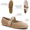 imageTrary Womens Ballet FlatsSquare Toe Velvet Mary Jane Shoes WomenComfortable Dress Shoes for Women DressyNude Velvet
