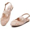 imageTrary Mary Jane Shoes Women Ballet Flats Bow Flats Shoes Slingback DressyMesh Nude