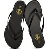 imageTrary Round Toe Memory Foam Sandals for Women Vegan Leather NonSlip Beach Pool Travel Flip Flops Comfortable Summer Casual Shoes with 5mm CushionBlack
