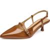 imageTrary Slingback Kitten Heels for WomenPointed Toe Closed Toe PumpsSexy Shoes Women for WeddingPatent Brown