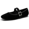 imageTrary Womens Ballet FlatsSquare Toe Velvet Mary Jane Shoes WomenComfortable Dress Shoes for Women DressyBlack Velvet