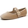 imageTrary Womens Ballet FlatsSquare Toe Velvet Mary Jane Shoes WomenComfortable Dress Shoes for Women DressyNude Velvet