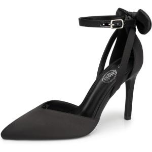 imageTrary Heels for Women Closed Pointed Toe Heels Womens Pumps Stiletto High Heels with Bow Knot Comfortable Ankle Strap Office Party Wedding Dress Shoes 374quot HeelsBlack