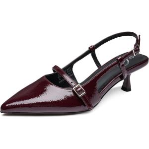 imageTrary Slingback Kitten Heels for WomenPointed Toe Closed Toe PumpsSexy Shoes Women for WeddingPatent Red