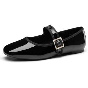 imageTrary Womens Ballet FlatsSquare Toe Velvet Mary Jane Shoes WomenComfortable Dress Shoes for Women DressyBlack